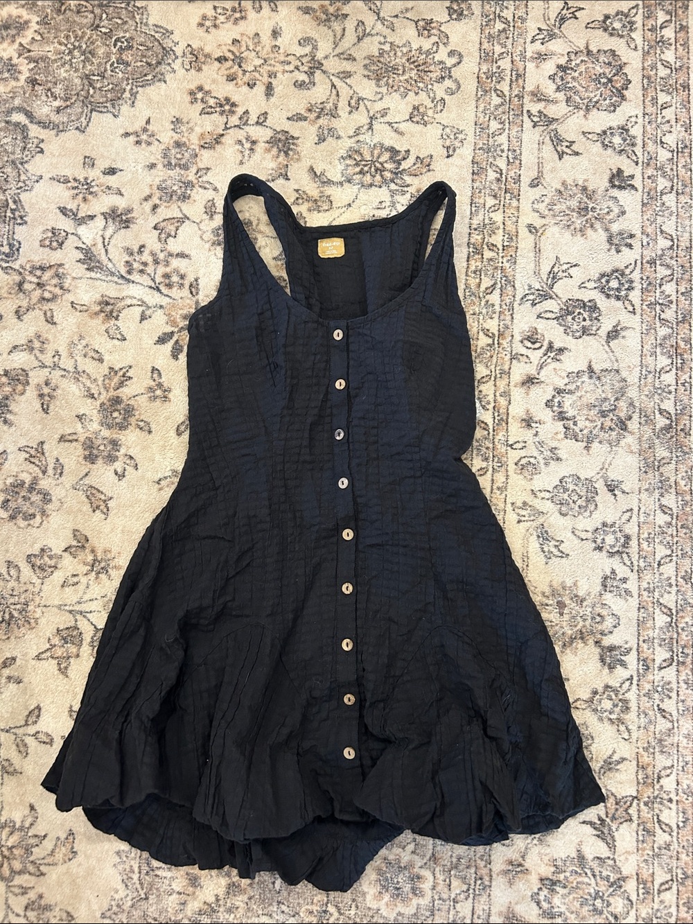 Free People Black Button-Front Camisole Dress